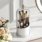 Makeup Brush Holder with Lid Cosmetic Tools Organizer 360 Rotating Waterproof...