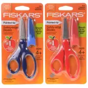 Fiskars 5 in. Kids Scissors Pointed Tip Safety-Edge Blade w/ Sheath (2-Pack)