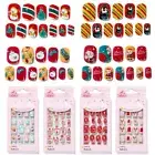 Christmas Childrens Kids False Finger Nails - 24 Pack Press Stick on Nail Glued↑