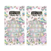 48pc BYS Mini Me Kids/Children Stick/Press On Artificial Nails Roller Retro 3y+