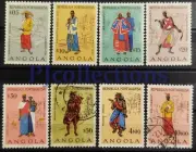 N1410-ANGOLA 1957 COSTUMI LOCALI - LOCAL CUSTOMS SET 8 STAMPS MIX (6)MNH/(2)USED