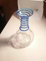 Blenko Azure Swirl Crackle Vase Blenko Sticker And Blenko Etched blue ring nice