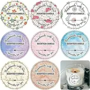 [CHEUNGHAO] 400 Pieces Candle Label Stickers 2 Inch Flower Candle Labels Candle Packaging Stickers Round Candle Labels for Candle Making Supplies Candle Container Candle Tins, 25 Sheets