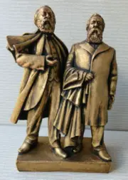 Original Germany communists MARX ENGELS statue sculpture bust figurine H-22 cm