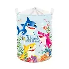 Clastyle 45L Sharks Nursery Hamper Blue Sea Animal Round Baby Toy Box Bin Org...