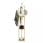 Fin Tall Coat Rack Hat Clothes Stand Hanger Garment Hook Tree Metal Organizer Gold