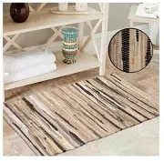 Hand Woven 100% Cotton Chindi Rag Rug 2'x3' - Linen, Recycled Reversible Rug,