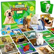 YTSQLER Animal Matching Game for Kids 100PCS Memory Card Game for Toddlers Preschool Learning Activities Memory Matching Cards Boys Girls Family Board Game