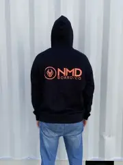 NMD Bodyboards Logo Hooded Jumper - Black/Coral