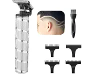 Men's Electric Barber, Bald Electric Barber, Rechargeable Waterproof Barber Set - Silver