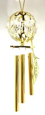 6.5 In 24K Gold Plated Crystal Ball Wind Chime w/Austrian Crystals