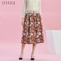 在飛比找momo購物網優惠-【JESSICA】寬鬆香水瓶印花折邊百搭半裙G42103