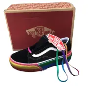 Vans Women Sz 7.5 Old Skool Stacked Platform Rainbow Shoes Sneaker Glitter Boxed