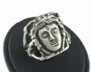 Face Adjustable Ring Antique Silver plated brass 19mm 9US inner size Adjust 3248