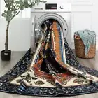 Orange Persian Rug Anti Slip Plush Bedside Carpet Machine Washable 160x230cm
