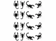Scorpion 16 pcs 1" Black Fused Glass Decals