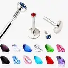 2X Multi Size Crystal Internal Thread Labret Monroe Tragus Piercing Lip Ear Ring