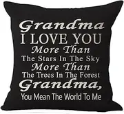 Best Gift Grandma I Love You More Than The Stars In The Sky You Mean The World To Me Blessing Cotton Linen Throw Pillow Case Cushion Cover Home Office Decorative Square 18 Inches Without Pillow Insert