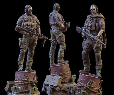 Ghost Call of Duty 3D Printed 12K Figure Statue Resin Model Kit Unassembled
