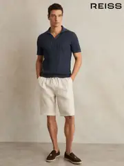Reiss Stone Barges Linen Drawstring Shorts (F78994) | $195