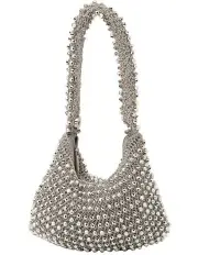 [Mocha] Tiana Dainty Beaded Bag in Silver