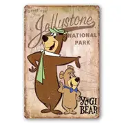 3x Tin Sign Yogi Bear Jellystone National Park Greeting Rustic Look Decorative