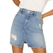 Sanctuary Denim Women Blue Leo Split Hem Distressed Mini Skirt 27 4828