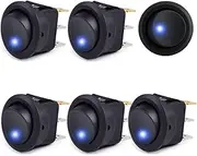 12V/24V Toggle Switch with LED Light, Auto Toggle Rocker Switch On/Off Control Switches, 3 Pin for Car Boat RV Home (Pack of 6 - Blue)