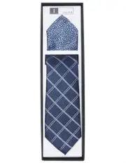 [Ferrari Formalwear] Tie & Hank Box Set in Navy