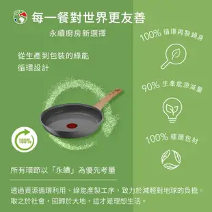 【Tefal 特福】法國製綠生活陶瓷不沾鍋系列32CM不沾鍋平底鍋(適用電磁爐)