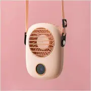 Halterneck Fan Mini Cooler USB Rechargeable Bench Doll For Outdoor Travel Handheld Portable Mute (Pink)