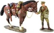 W Britain - World War I 1916-18 British Lancer Feeding Horse #23063 WWI