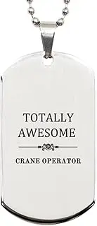 Unique Engraved Silver Dog Tag for Crane Operator - Totally awesome Gifts for Birthday or Christmas to show confidence and appreciation, Silver Plated Zinc, Cubic Zirconia