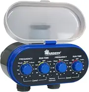 Yardeen Electronic Dual 2-Outlet Water Faucet Hose Timer Ball Valve Allow Garden Irrigation System Color Blue