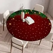 Round Waterproof Tablecloth, Fitted Table Cover with Elastic Edge, Stain Table Cloth Wipeable Tablecloths Resistant Christmas Print Table Clothes (Diameter 110cm,Claret)