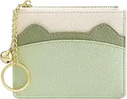 [Generic] Credit Card Holder Wallet for Women Small Slim Cute Mini Pocket Wallets Coin Purse Keychain (Green, 11.5 * 9cm)
