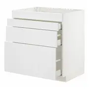 METOD / MAXIMERA base cab f hob/4 fronts/3 drawers, white/Stensund white, 80x60x80 cm
