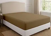 [Cottington Lane] 1 Piece Full Size Fitted Sheet Only, Premium Hotel Quality Egyptian Cotton, 15 Inch Deep Pocket Bottom Sheets, Soft, Breathable, Cool & Crisp Bed Sheets, Taupe Solid