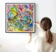 Color Accent Wall Art Home Decor "Opus #6" 2024 Giclee -Action Abstract JH Brown