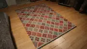 5x7 Flat Weave Kilim Geometric Reversible Vegetable-Dye Handmade Wool Rug 585598