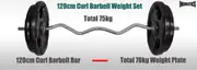75kg Ez Grip Curl Barbell Weight Set - 120cm Curl Bar + 70kg Iron Weight Plates