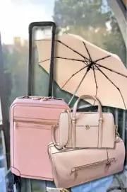 Michael Kors Travel Combo: Powder Blush Trolley, Duffle Bag, Satchel & Umbrella