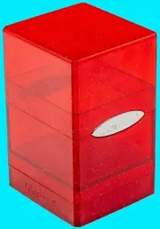 ULTRA PRO RED GLITTER SATIN TOWER DECK BOX Card Dice Compartment Storage Case