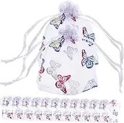 KITANDOVE Elegant Butterfly Mesh Bag Set 50pcs Organza Drawstring Pouches for Jewelry Small Organizer Pouches for Occasions