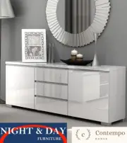 Elara 3 drawer 2 door buffet dresser chest of Drawers CONTEMPO RANGE Gloss White