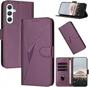 Wallet Case for Samsung Galaxy A35 5G 6.6-inch, Cover PU Leather Flip Shell with Card Slots Hand Strap Kickstand Magnetic Folio Phone Case for Samsung Galaxy A35,Purple