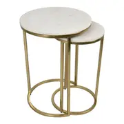[James Lane] Mercer Marble Side Table (Nested Set of 2) - Gold