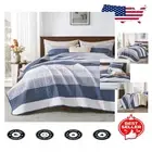Elegant California King Quilt Set in Striped Patchwork – Perfect for All Seasons
