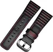 [Nice Pies] 28mm Men's Genuine Leather Watch Band Compatible with Seven Friday M1 M2 P3 SF Calfskin Black Watch Straps with Heavy Duty Metal Buckle Watch Accessories
