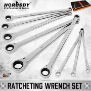 HORUSDY 9Pc Extra Long Ratchet Spanner Set Double Ring Wrench Spanners 8-22MM
